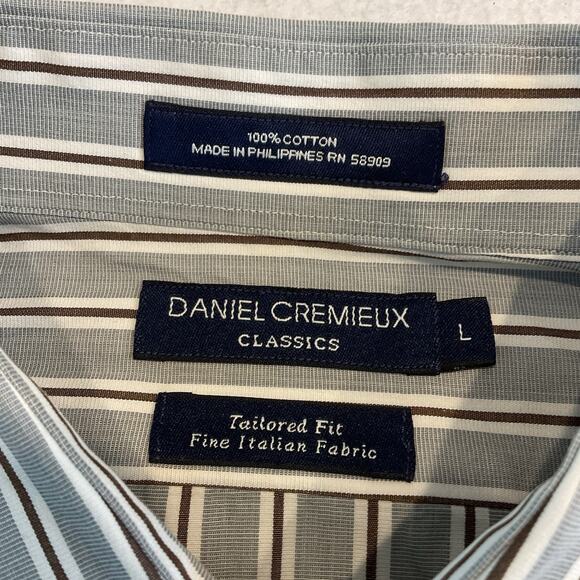 Daniel Cremieux Classics Shirt Mens L Gray Stripes Tailored Fit Long Sleeves - Picture 9 of 12